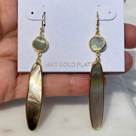 Sterling Silver Grey Mother of Pearl MOP Earrings Mermaid-Core Mermaidcore - Picture 6 of 16